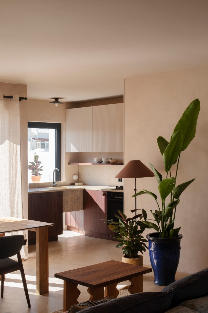 View of kitchen from living room in Arriba flat