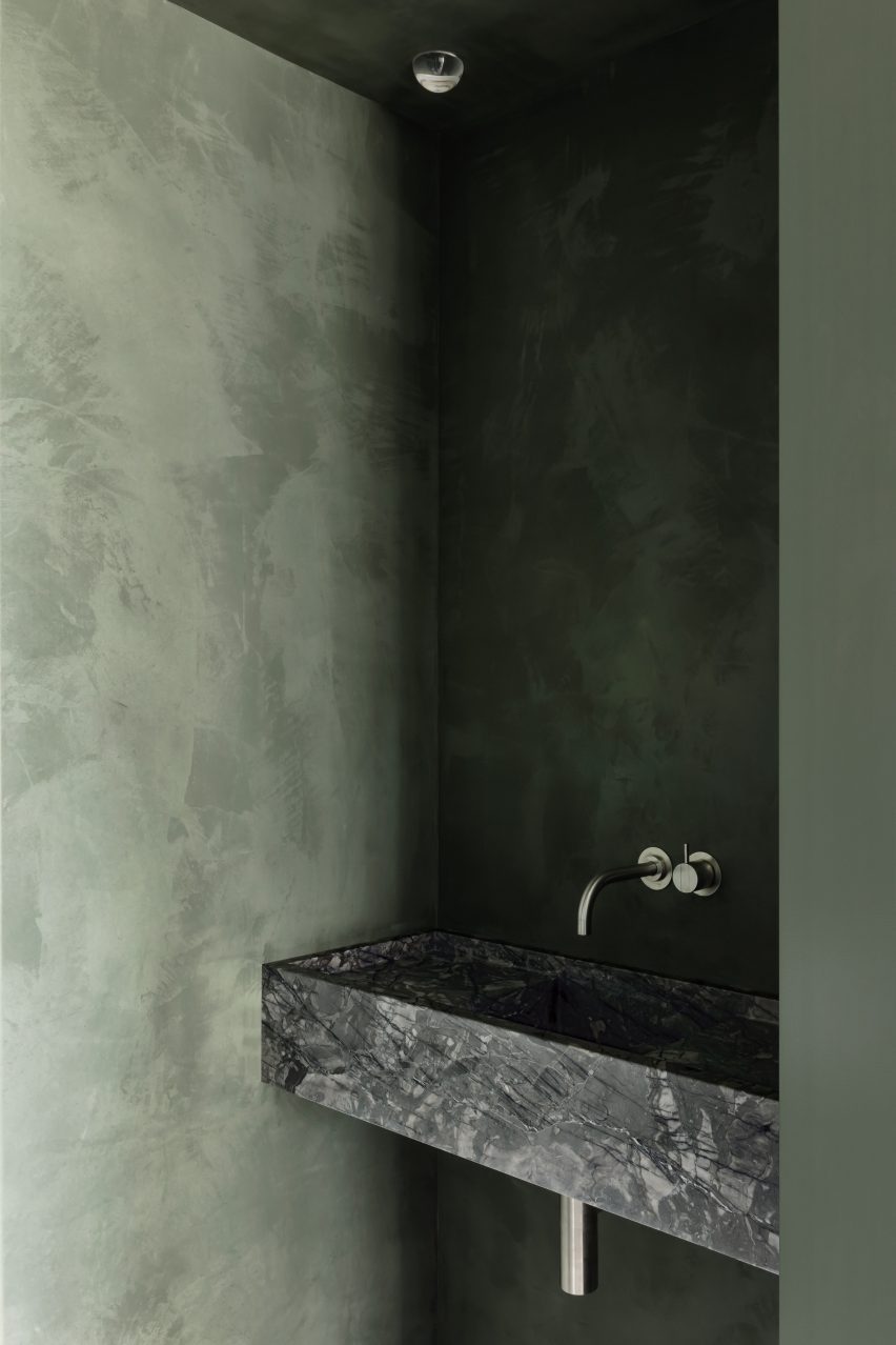 Green bathroom interior