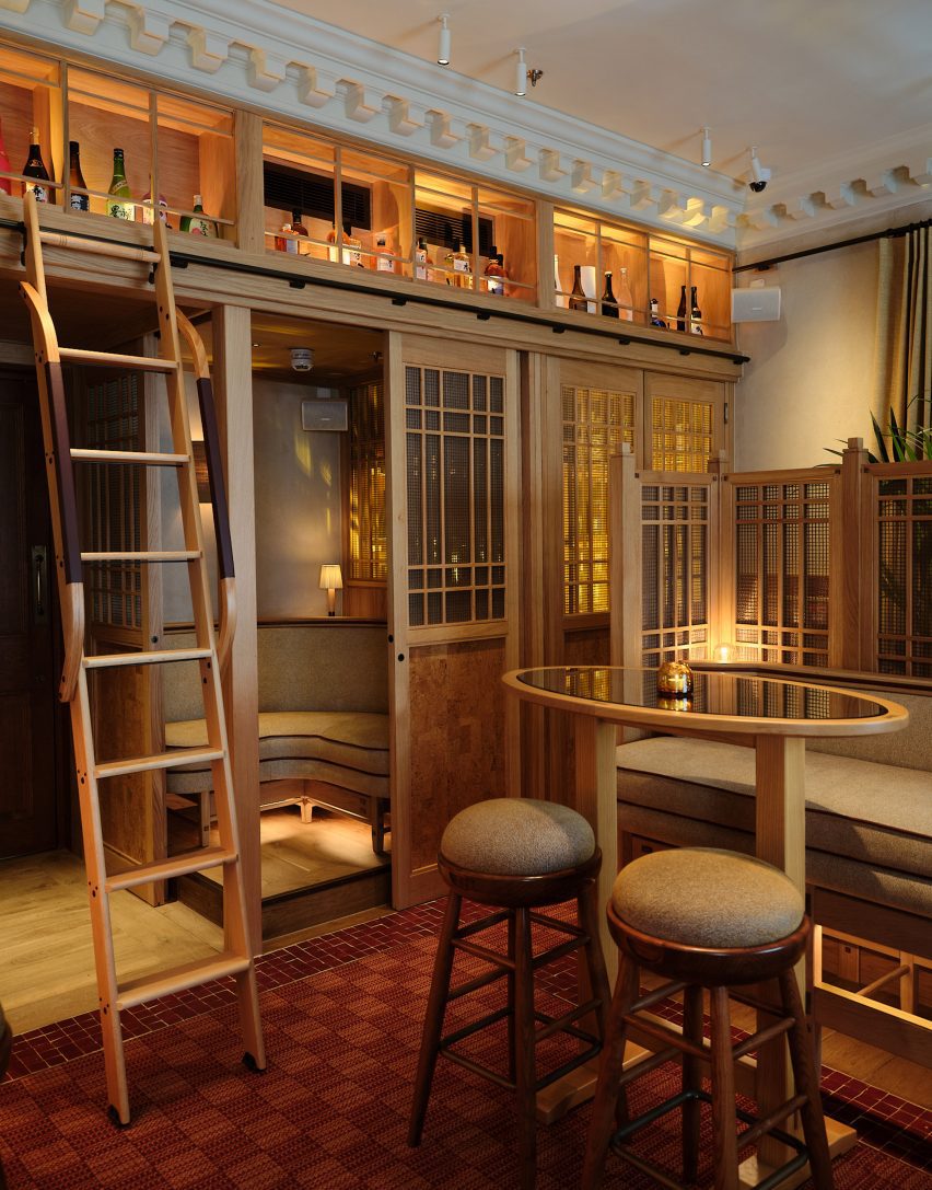 Sake bar with wooden joinery