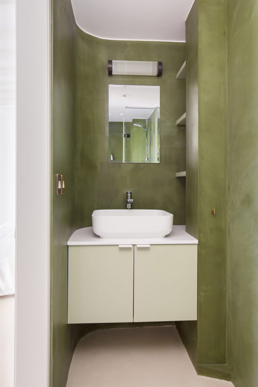 Green bathroom interior