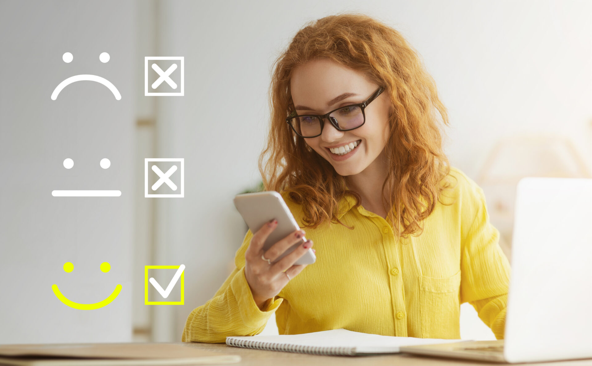 Smart Young Woman Appreciating New Online Course