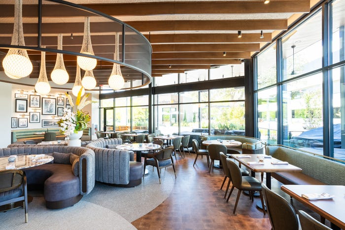 Interior view of tables and booths