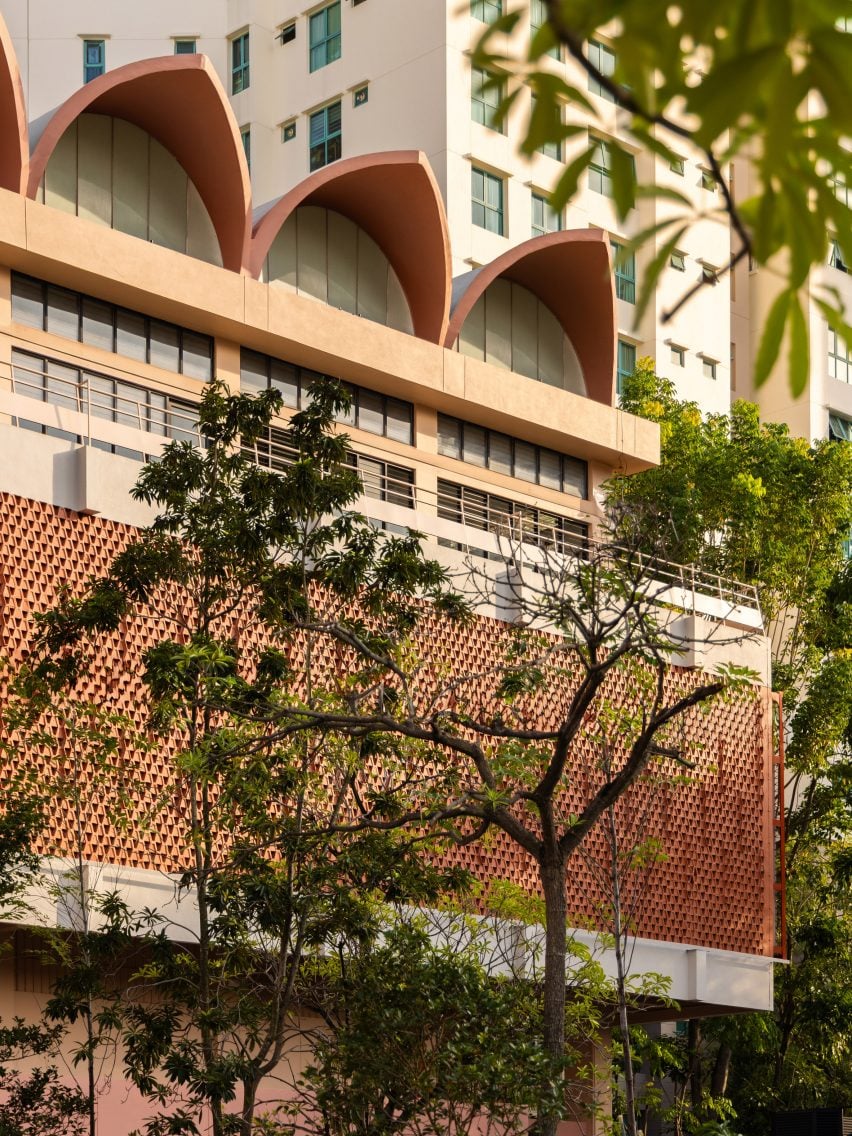 Brick facade on Singaporean building