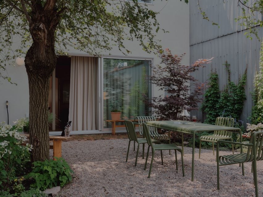 Garden with green chairs