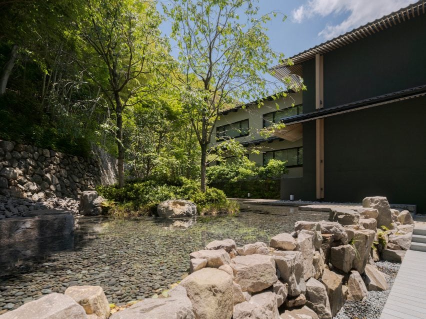 Garden of hotel by Kengo Kuma