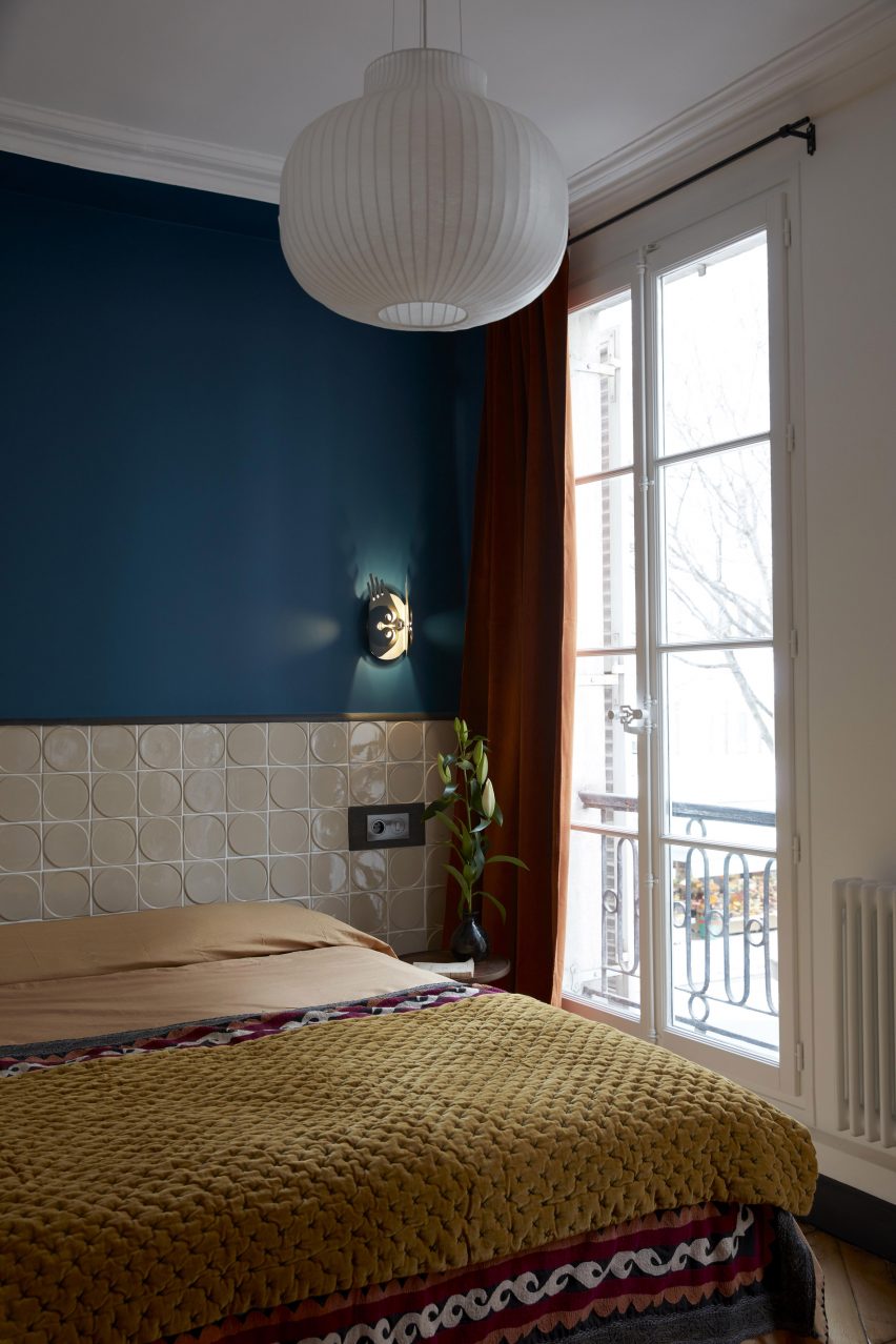 Bedroom in Paris pied-à-terre by The House Special Studio.