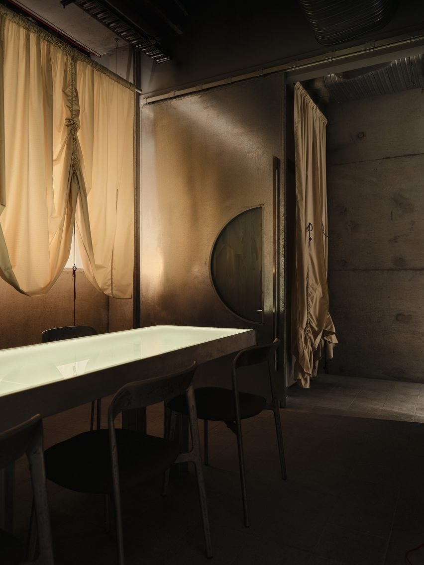 Textile dividers inside Central restaurant