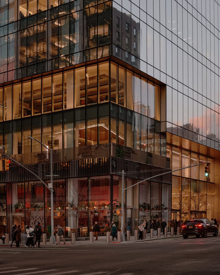 Exterior of the base of BIG's The Spiral skyscraper