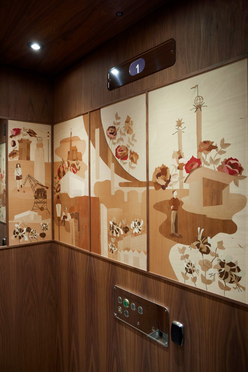 Elevators with wood inlay