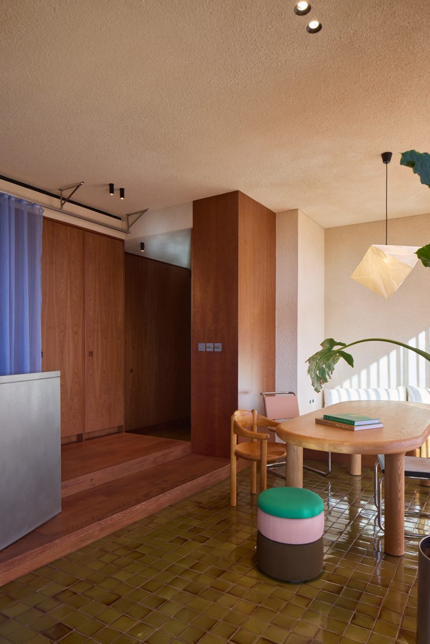 Wooden dining table in Dubai apartment