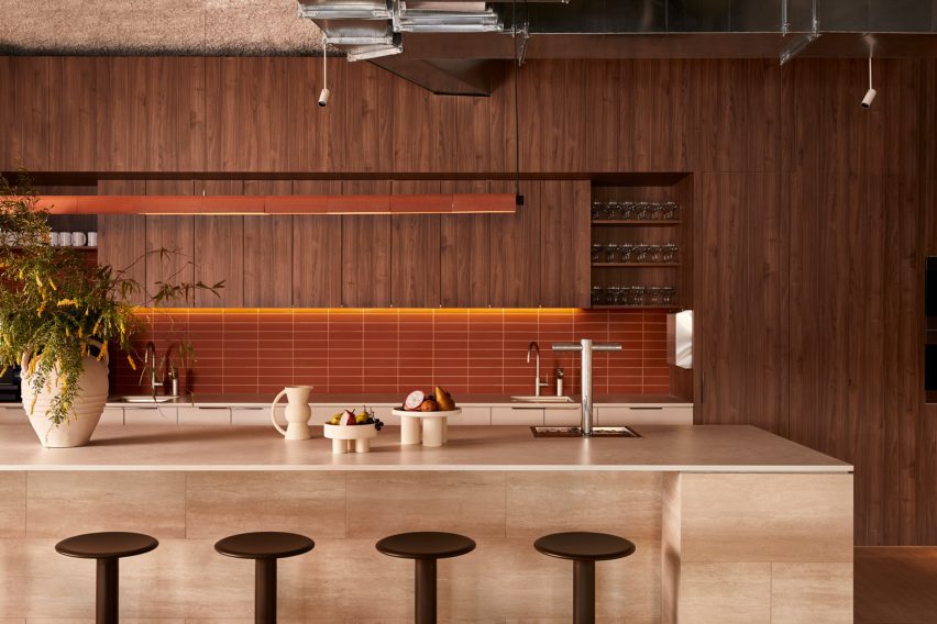 Kitchen in Forum co-working at Sixty-five Dover in Cremorne, Melbourne, by Foolscap Studio