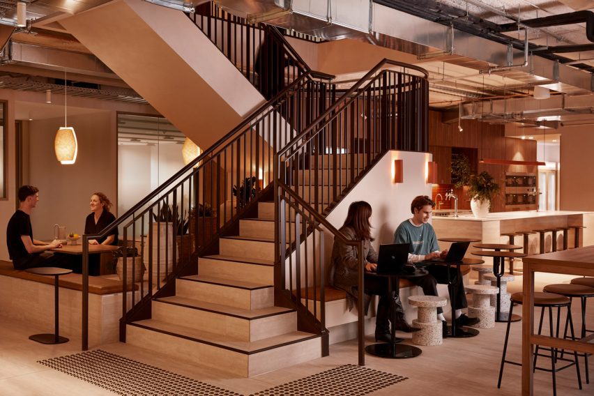 Staircase seating in Forum co-working at Sixty-five Dover in Cremorne, Melbourne, by Foolscap Studio