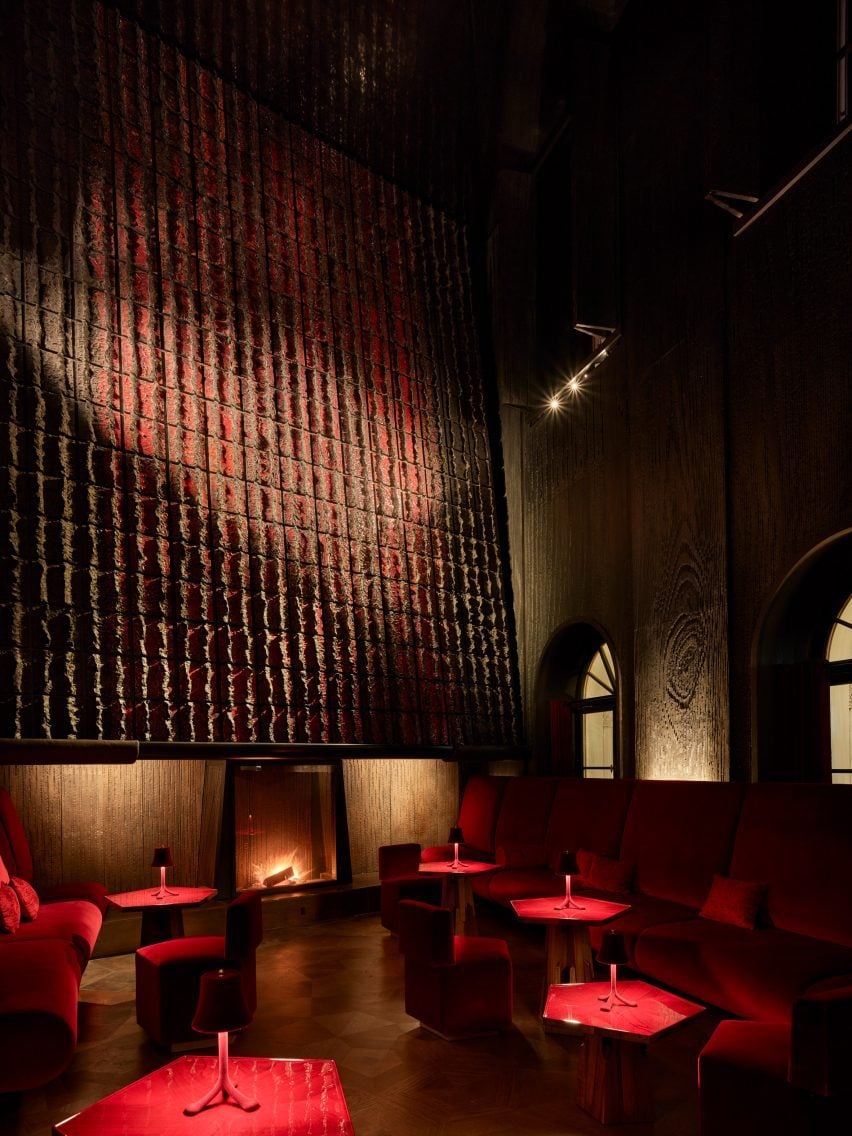 Seating area within Les Trois Rois by Herzog & de Meuron