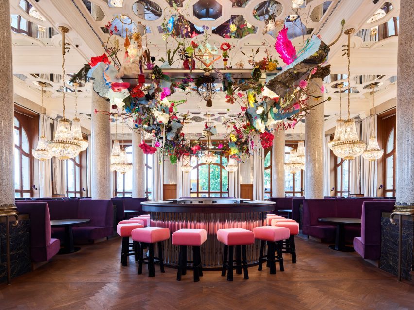 Interior view of hotel bar in Basel