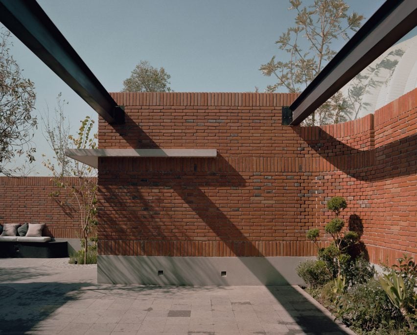 Brick wall with I-Beams