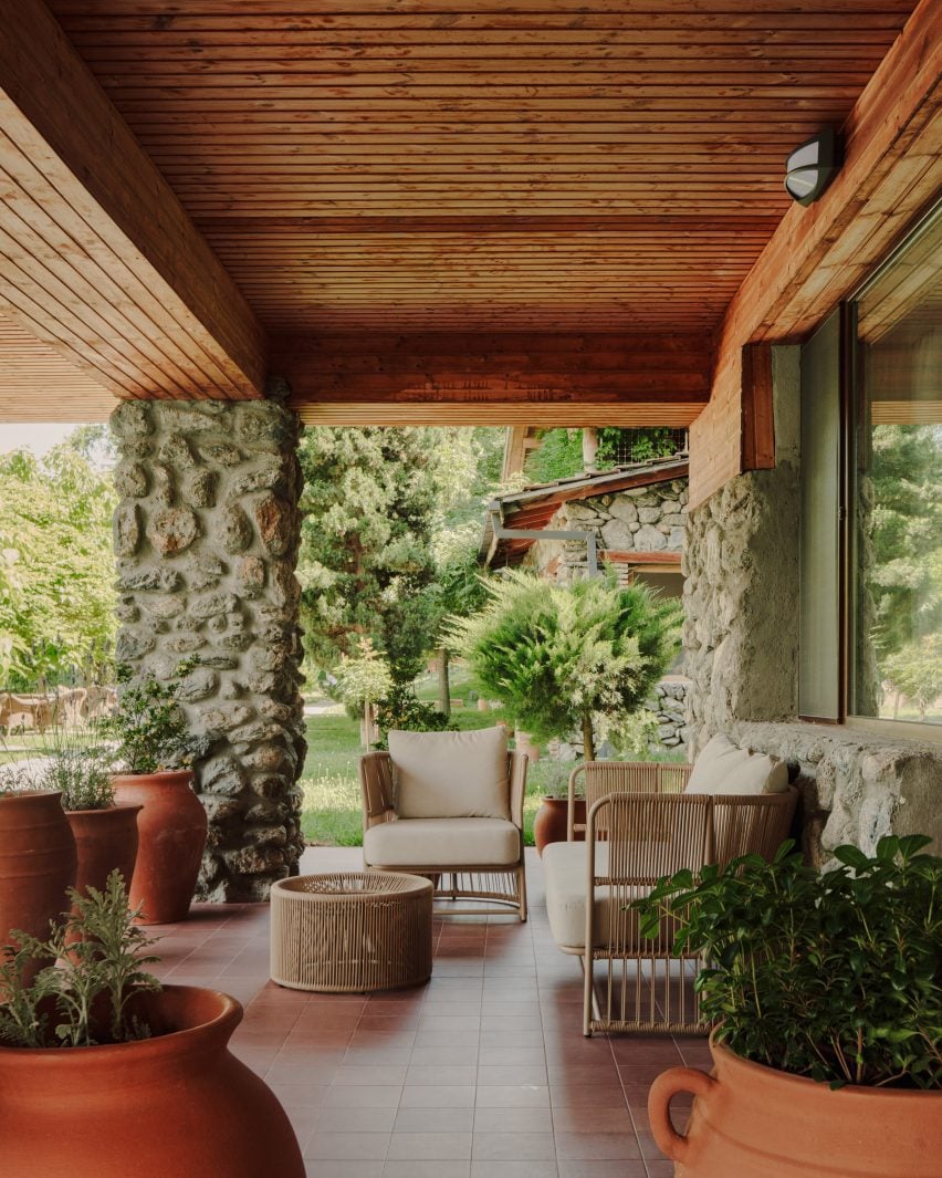 Terrace of guest room in Kakheti lakeside hotel