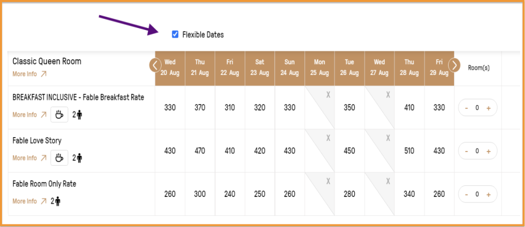 Flexible Dates - Grid View