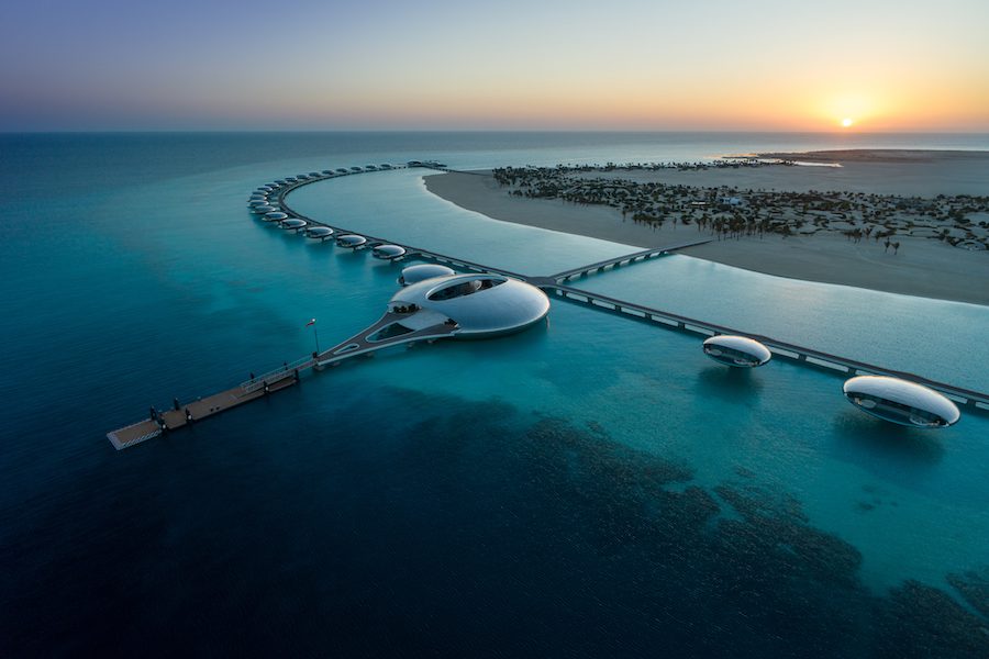 shebara resort red sea stainless steel orb villas naturalistic futurism ocean view