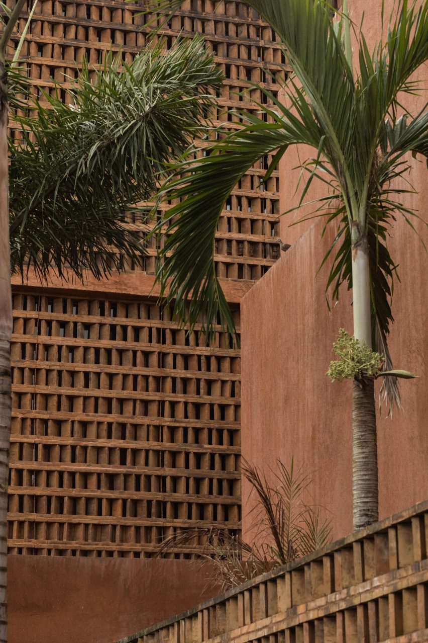 Handmade brick facade of Further Hotel in Bali