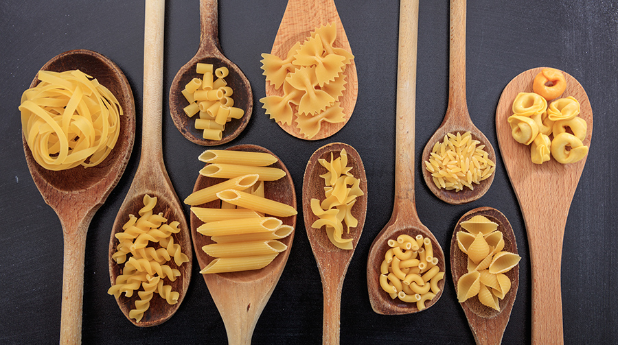 dried pasta shapes uncooked italian food