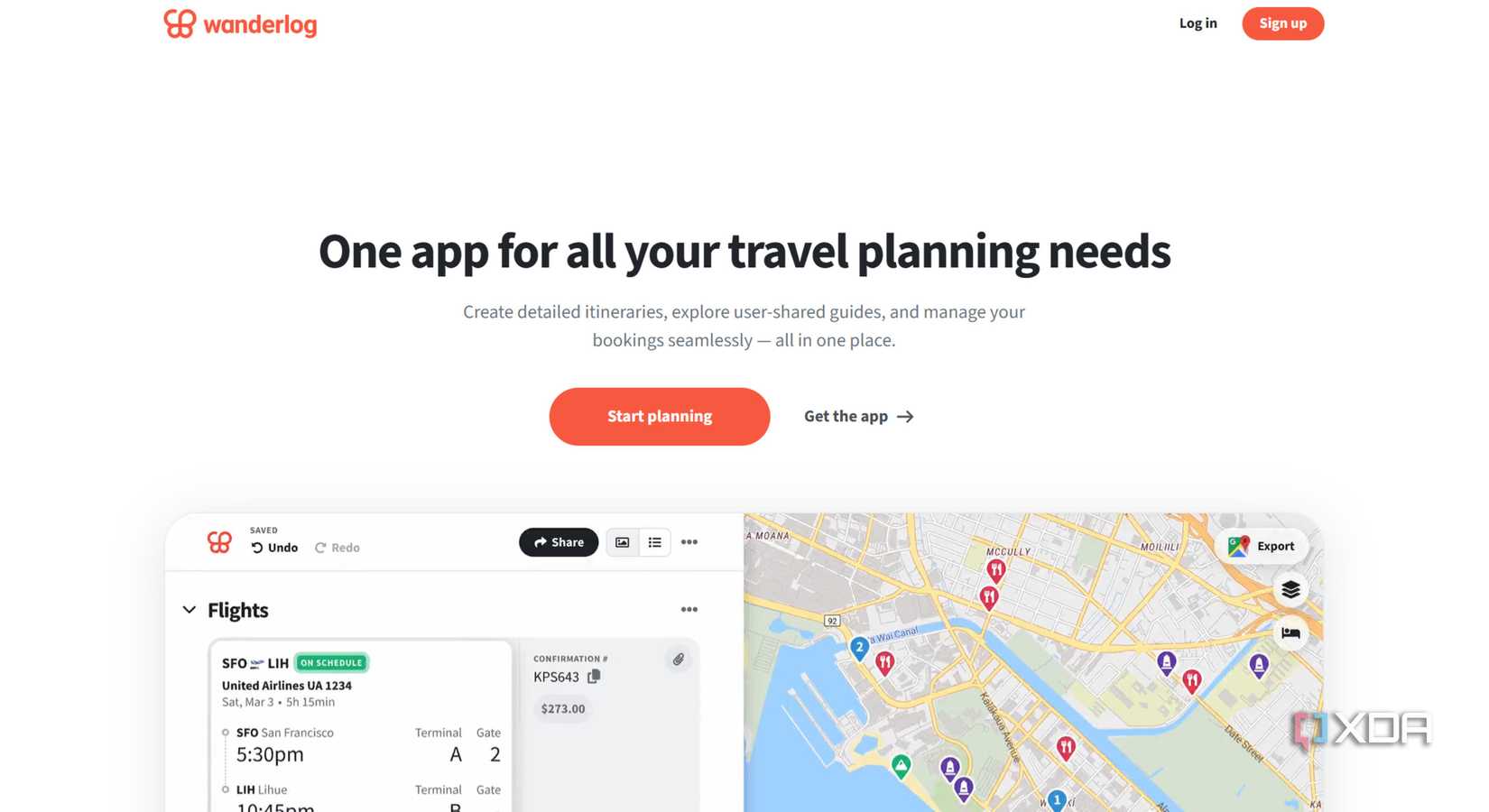 Screenshot of Notebook LM alternative Wanderlog for itinerary planning