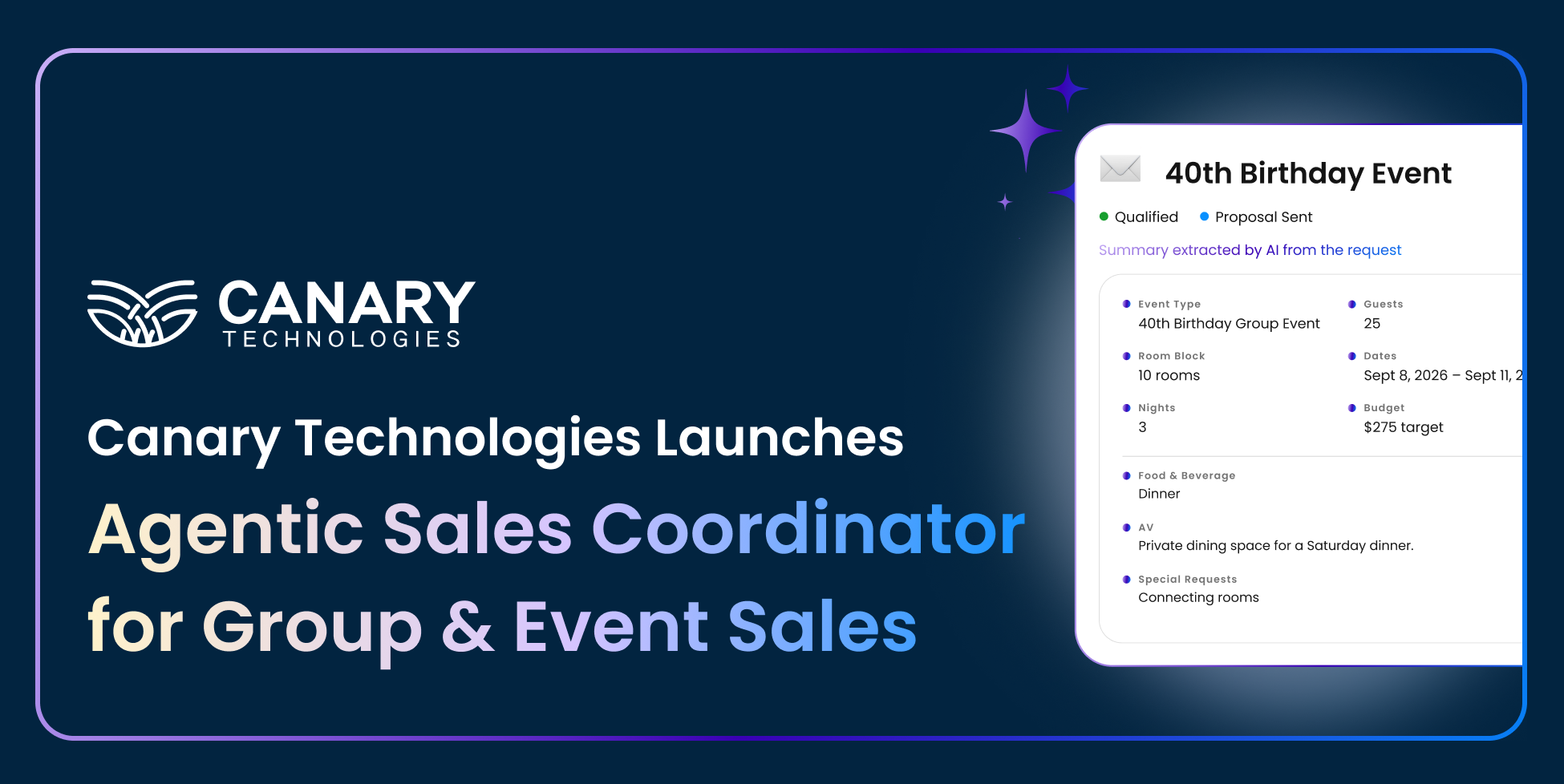 Canary Technologies Launches Agentic Sales Coordinator for Hotel Group and Event Sales