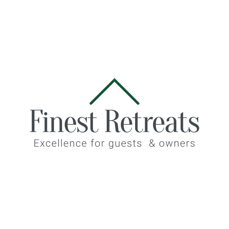 Logo for Finest Retreats: a green roof icon above the text 'Finest Retreats' with the tagline 'Excellence for guests & owners'.