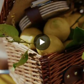 Video thumbnail: a wicker basket filled with pears and green leaves; click to play.