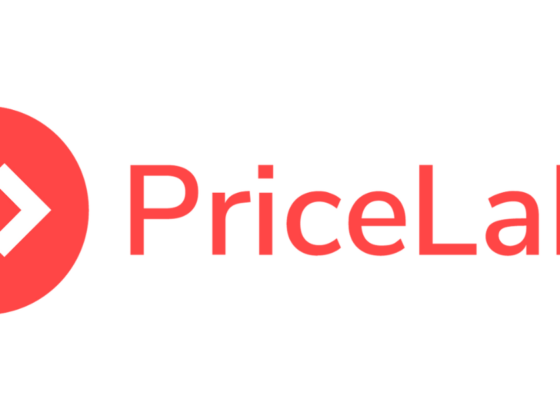 PriceLabs logo: red circle with white angle-bracket icon beside the red brand name PriceLabs.