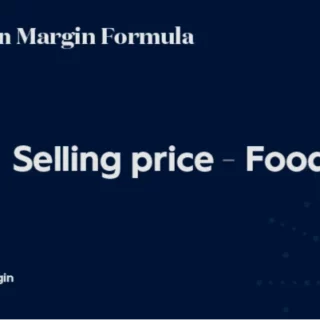 Slide titled 'Contribution Margin Formula' showing the equation: CM = Selling price – Food cost, with EHL logo bottom right.