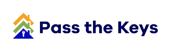 Pass the Keys logo with a colorful stacked-house icon next to the blue wordmark.