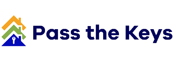 Pass the Keys logo with a colorful stacked-house icon next to the blue wordmark.