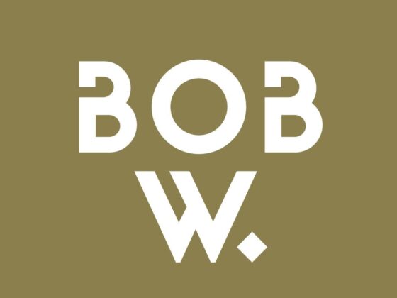 Brand logo: white 'BOB' above a stylized 'W' and diamond on an olive background.
