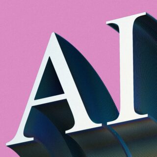 Abstract geometric composition with white angular frames and dark, ribbed curves on a pink background.