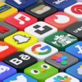 Colorful collage of social media icons arranged as rounded cubes for a vibrant app mosaic claim to connectivity.