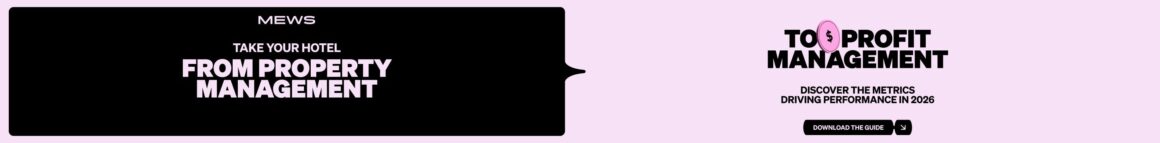 Promotional banner split into two panels: left black with pink 'From Property Management' text; right pink panel promoting the 'To Profit Management' guide with a 'Download the guide' button.
