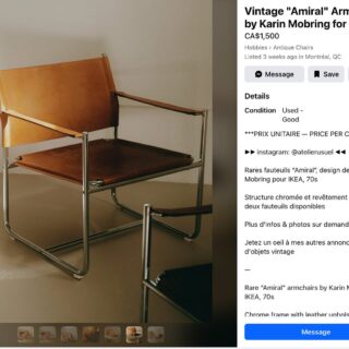 Vintage Amiral armchair by Karin Mobring for IKEA: tan leather seat and back, chrome frame in a minimalist studio.