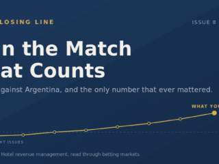 Magazine cover with the title 'Win the Match That Counts' and a rising yellow line chart on a dark blue background.