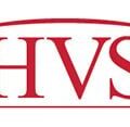 HVS logo: red letters 'HVS' with red curved lines above and below