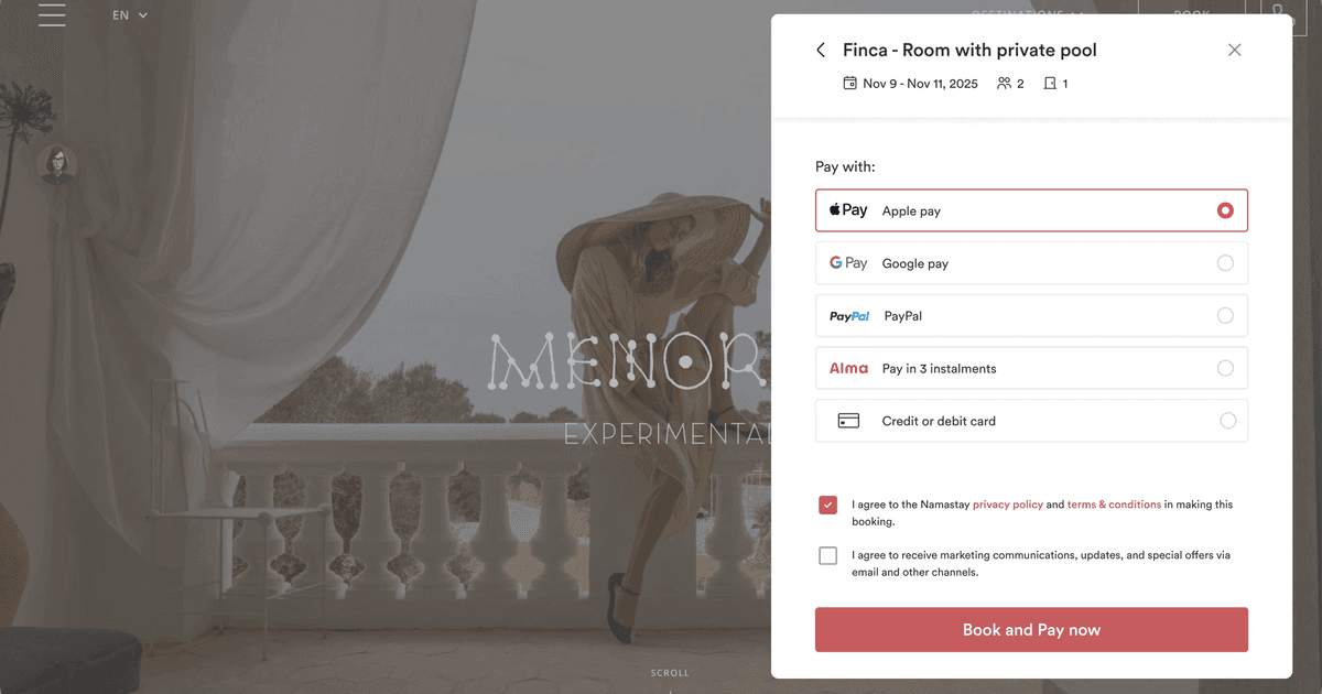 Namastay's Booking Engine Boosts Mobile Transactions with Digital Wallets in Over 400 Hotels Across 42 Countries