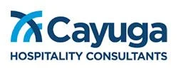 Cayuga Hospitality Consultants logo with a blue arc symbol and the word 'Cayuga' in blue, 'Hospitality Consultants' below