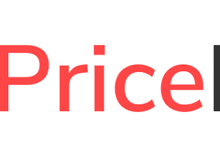 PriceLabs logo: red circular icon with white code brackets and 'PriceLabs' wordmark in red and dark gray, left-aligned.