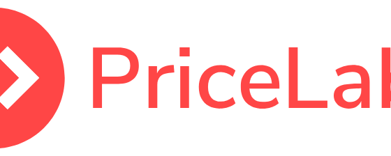 PriceLabs logo: red circle with white code brackets, followed by the word PriceLabs in red text to the right.