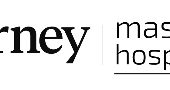 Logo showing the word 'journey' beside 'mastel hospitality' with a gold globe icon at the top right and a dividing line between the names.