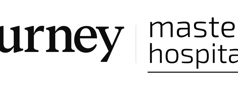 Logo showing the word 'journey' beside 'mastel hospitality' with a gold globe icon at the top right and a dividing line between the names.