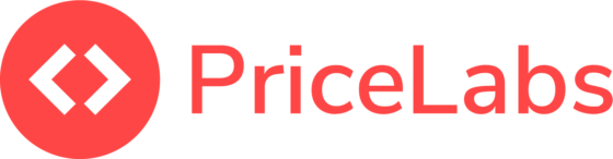 PriceLabs logo: red circle emblem with white bracket-like symbols and the red wordmark 'PriceLabs'