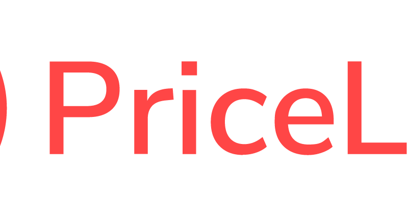 PriceLabs logo: red circle emblem with white bracket-like symbols and the red wordmark 'PriceLabs'