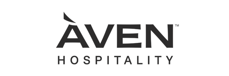 Aven Hospitality logo: bold AVEN wordmark with a curved accent above the A and HOSPITALITY beneath.