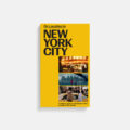 Bright yellow magazine cover with bold black text reading 'On Location in NEW YORK CITY' and a vertical column of photos showing NYC scenes, like a bar or landmarks (informational cover image).