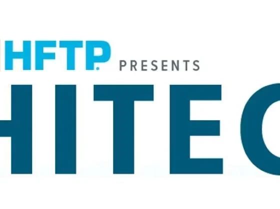 HFTP presents HITECH logo with blue letters and small colorful triangular icon to the left